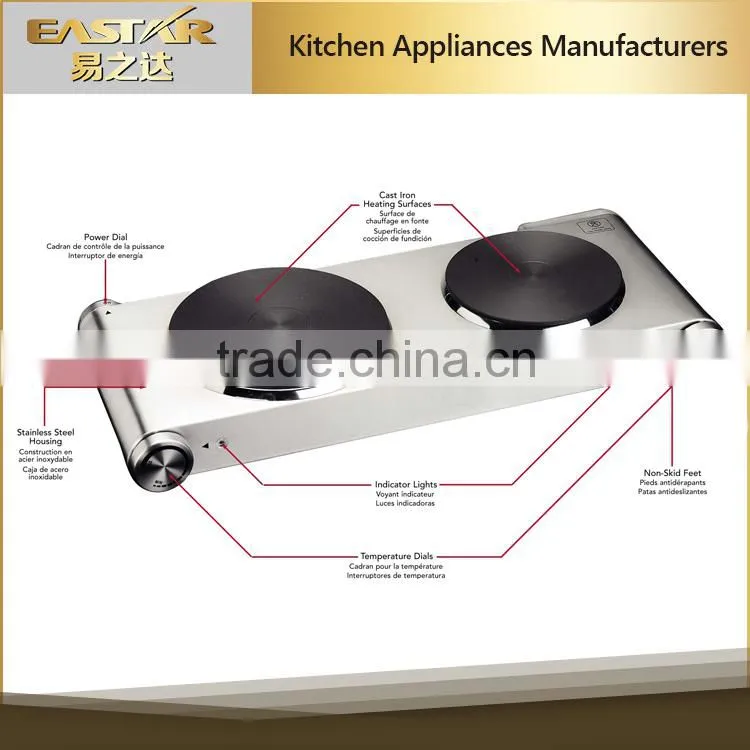 230V 2500W stainless steel surface cooking hotplate for home kitchen use electric cooking plate