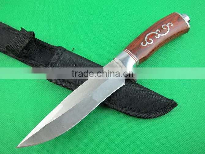 OEM 8Cr13Mov blade survival knife with color wood hanlde