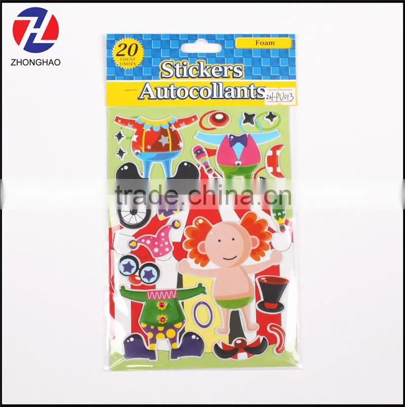 New design custom unique dress up doll puffy sticker