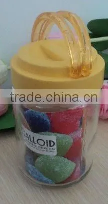 glass jars with plastic lid wholesale, custom made glass jars with colorful cover for children,made in China