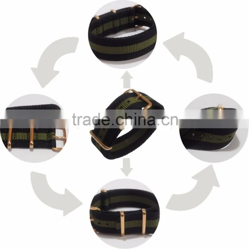 Low MOQ Gold Hardware Custom Printed DW Nato Strap 20mm