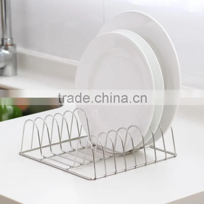 Kitchen Use Epoxy Coated White Cabinet Plate Rack/ Dish Rack and Lid Holder