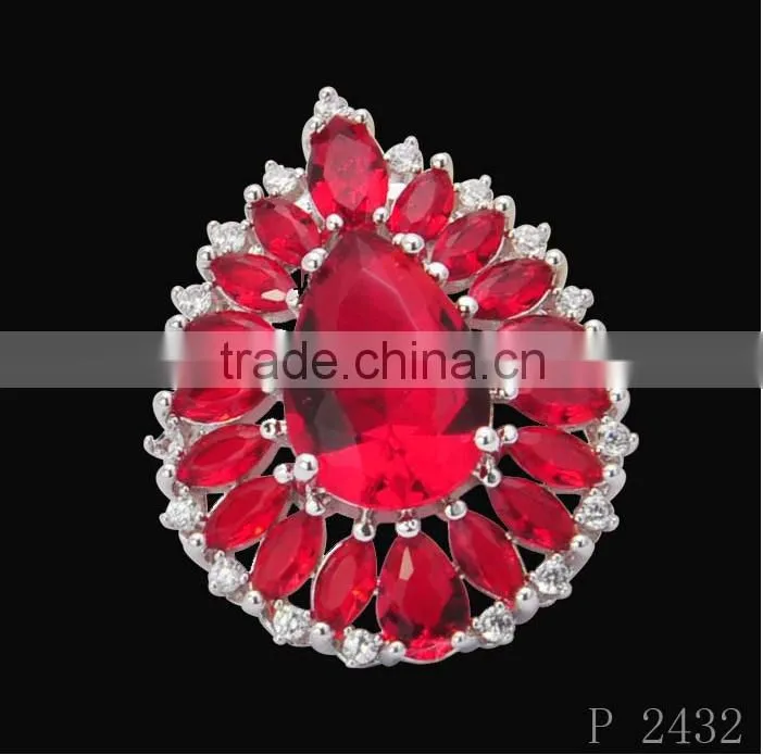 Hot new retail products stainless steel or brass big stone pendant design gold jewelry