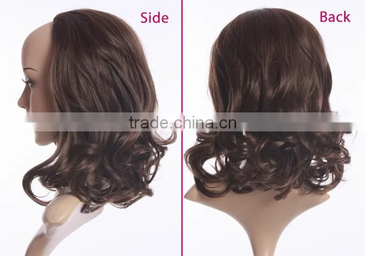 Wholesale cheap u part monofilament wig synthetic hair wig kinky curly u part half wig