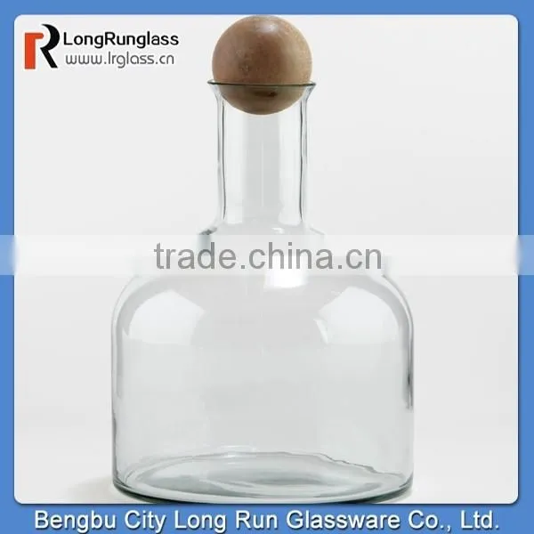 LongRun 56oz Glass Decanter with Wooden Stopper New Design Fancy Glassware Wholesale
