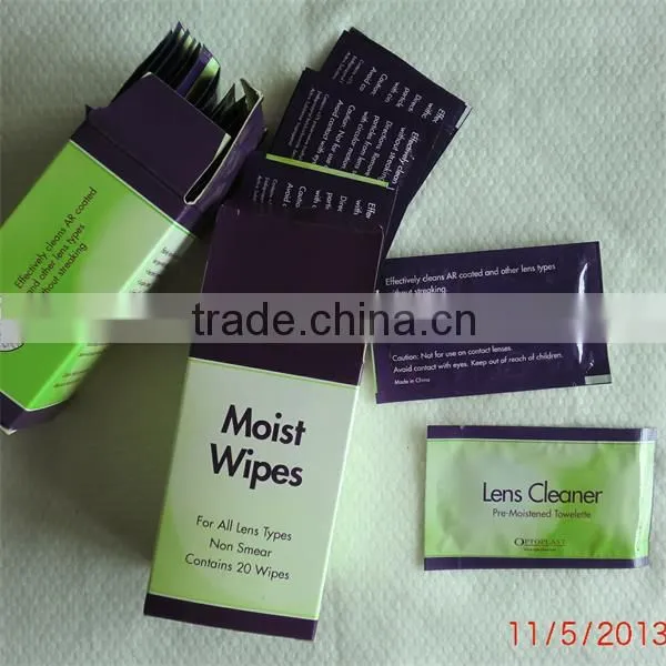individually wrapped lens cleaner, eyeglass cloth, wet tissue, wet wipe