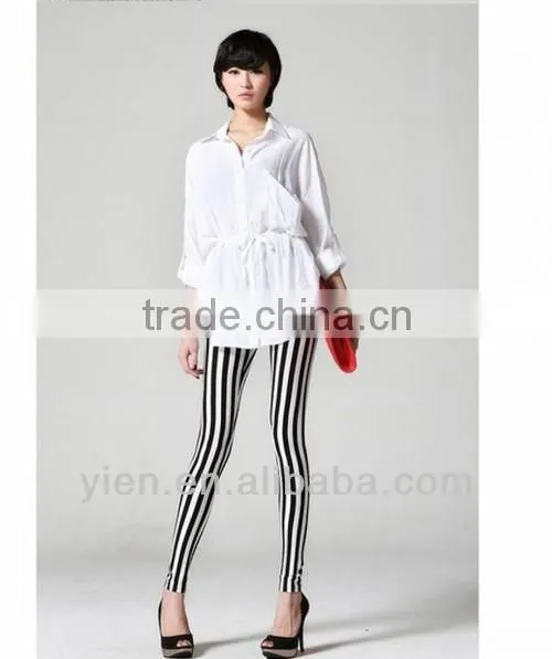 Ladies Leggings Sex Photo 2014 , Black And White Stripe Leggings