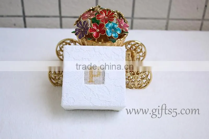 Luxury engagement box wedding ring box with beaded name plate of P