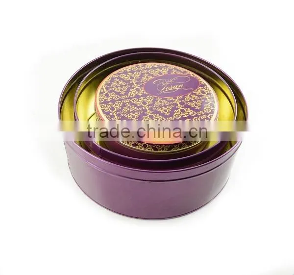 Guangdong Large decorative Round Stacble metal tin cans box