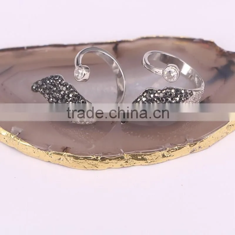 New Style Dark Silver Plated Ring for Women with Crystal Zircon Paved Gemstone Jewelry