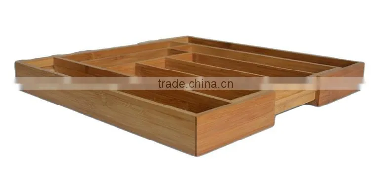 DT019 Expandable Bamboo Cutlery Tray , Kitchen Utensil Organization