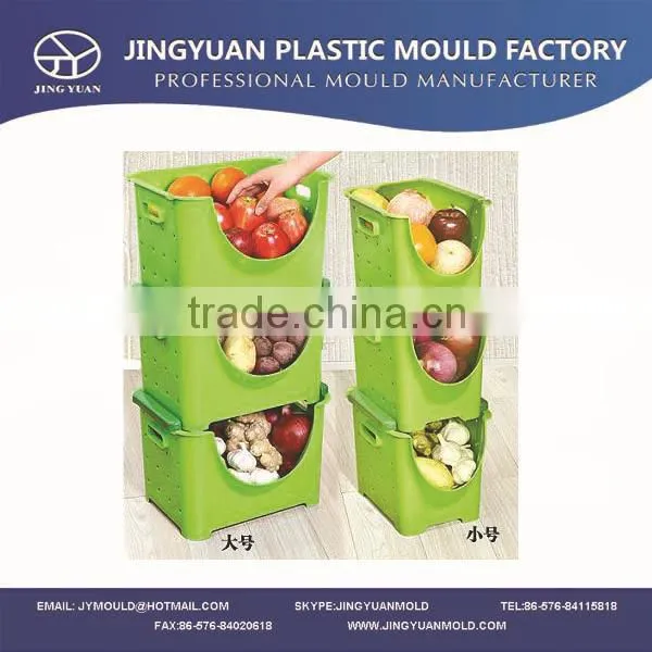 Taizhou OEM plastic household fruit storage crate mould supplier,commodity injection vegetable stackable basket mold manufacture