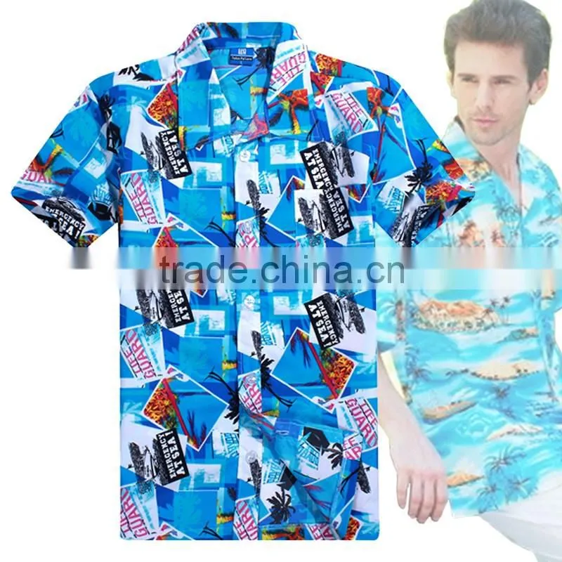 Hawaii flower Coconut sailing pattern short/long-sleeve beach party Shirt menwear Soft cotton wholesale vocation