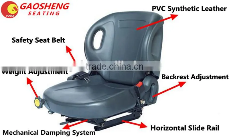 Top selling Toyota Forklift Seat,JZZY-6, Mechanical suspension System, Black PVC Leather forklift Seat