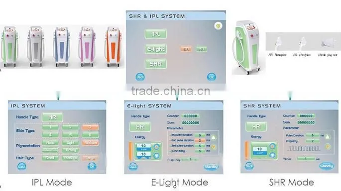 Hair removal and skin rejuvenation machine , double handle piece,shr+elight+ipl