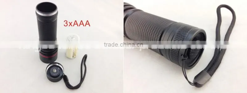 Hot sale factory price XPE/XPG/T6 zoom 3*AAA torch led, solar flashlight torch,flashlight led