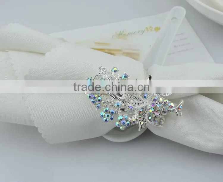 Wholesale Metal alloy rhinestone wedding napkin rings