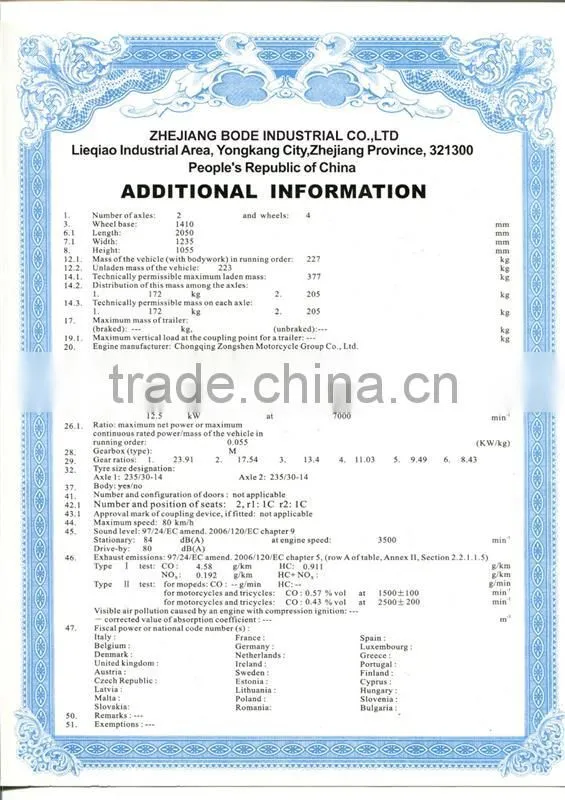 china cheap 350cc racing atv with EEC