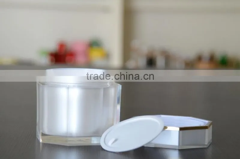 2016 unique new high quality hexagon acrylic cream jars