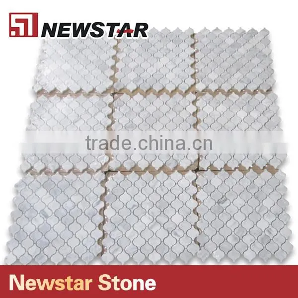 Newstar Cheap White Carrara Marble Lantern Mosaic Tile Backsplash Wall