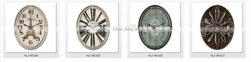 Oval Shape Wooden Wall Clock MDF Wall Clock Vintage Wall Clock Wholesale
