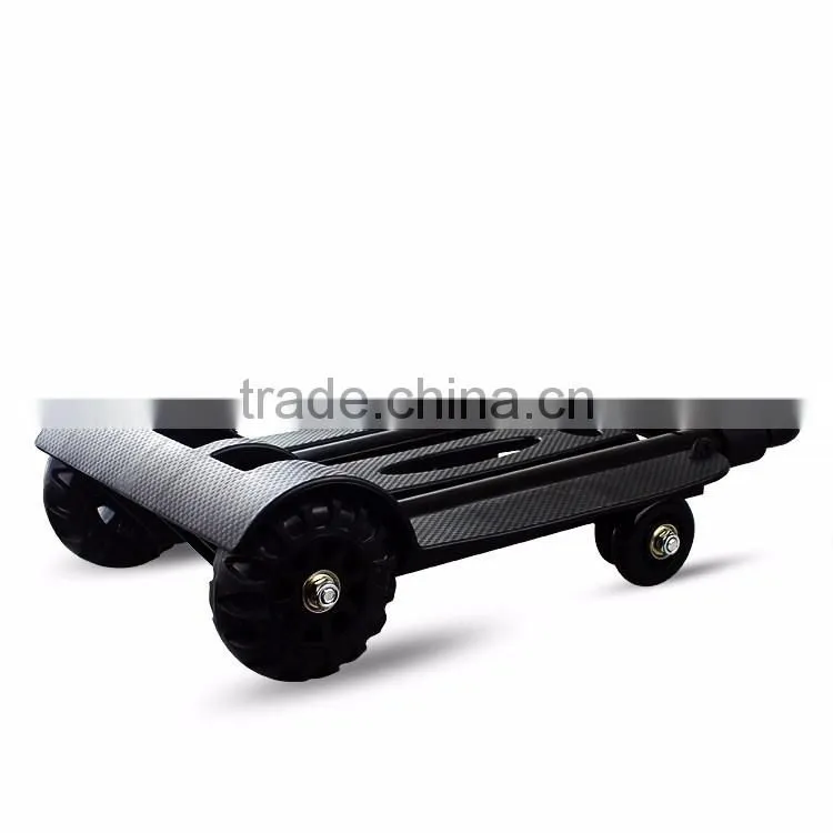 Mini Folding Shopping Cart with 2 Wheels/Lightweight Black Iron Alloy Folding Luggage Cart/ Portable Hand Trolley