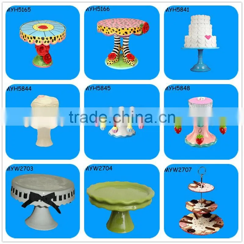 2-tier black and white spot design ceramic Cake Stand