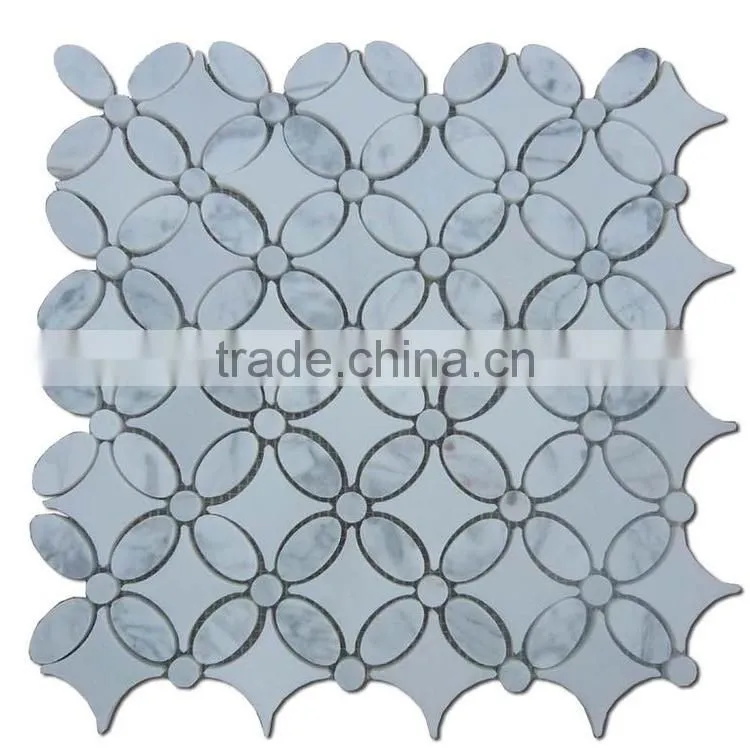 MM-CV282 kitchen carrara natural stone white flower marble mosaic tile