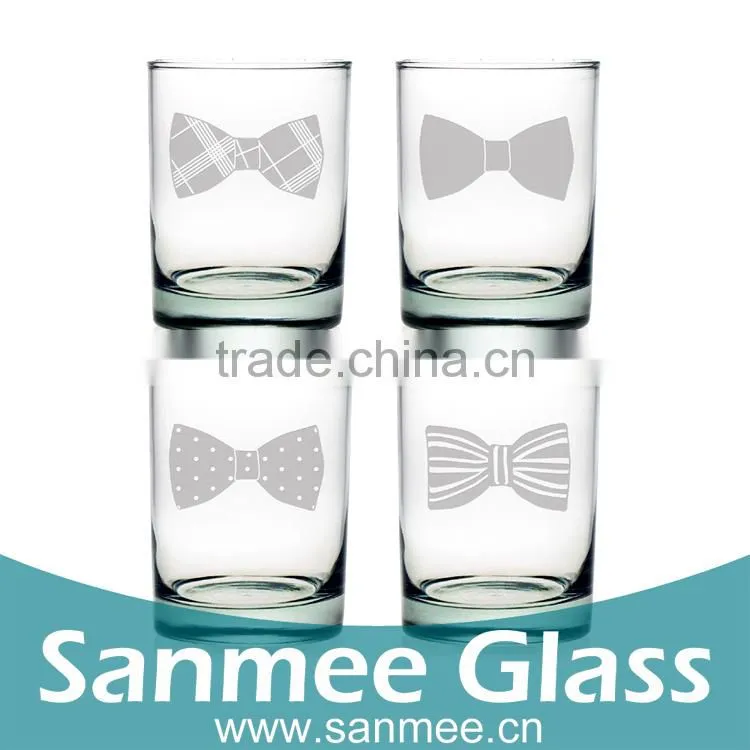 4PCS Gift Glass Set Funny Pattern Printing Decal Lowball Glass