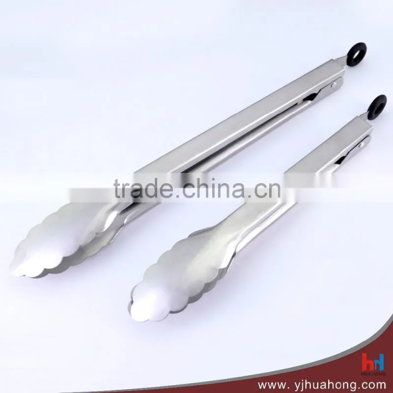 Mirror Full Stainless Steel BBQ Serving food Tongs (HFT-SS01E)