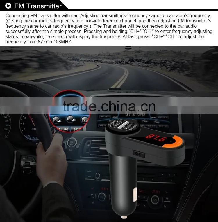 Wireless Bluetooth Car Kit with Portable Dual USB car charger Hands Free MP3 Player FM Transmitter