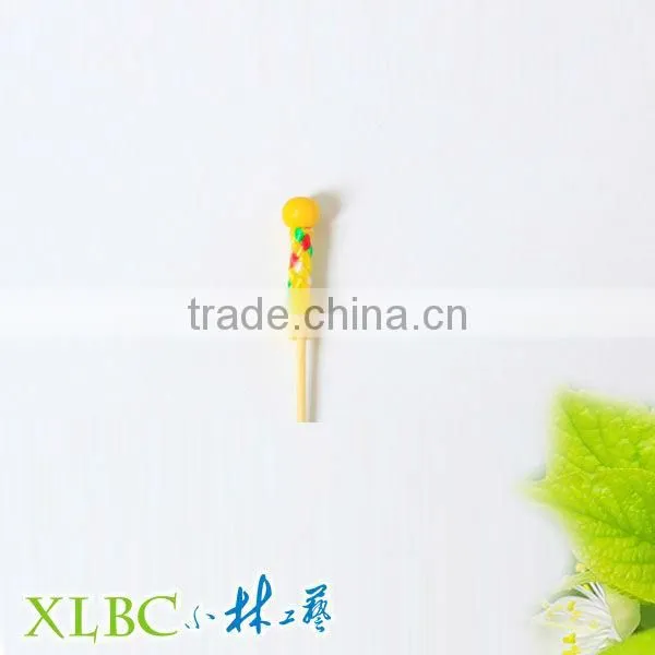 100pcs per box double Yellow ball ass fruit toothpicks