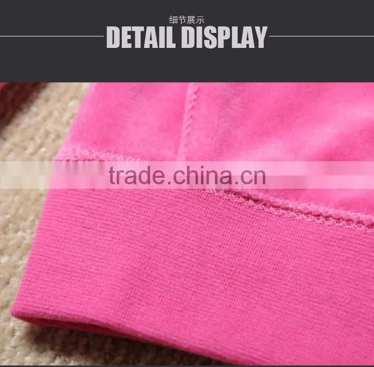 women velvet suit velour track suit lady hoody sweater OEM china