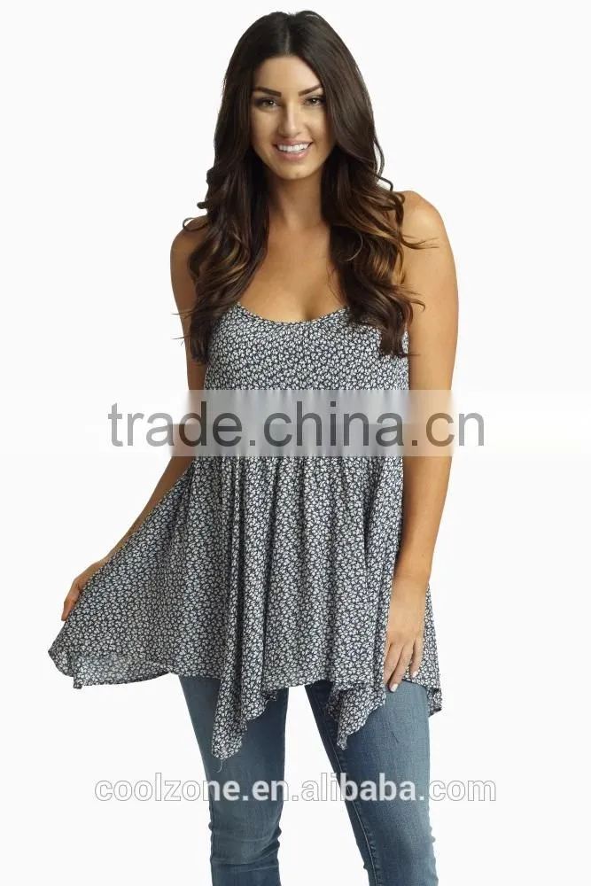 Floral print delicate layered tank top wholesale bohemian women top