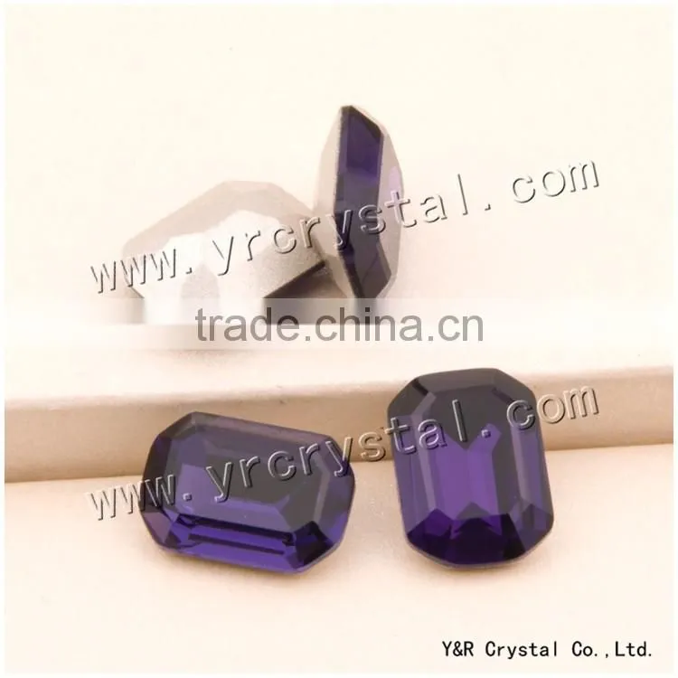 Octagon faceted crystal glass stone for wedding dress