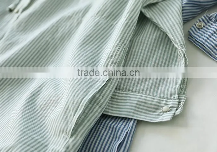 Wholesale Womens 100% Cotton Soild Oxford Print Blouse with hood