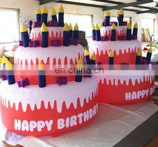 Hot sale customized giant inflatable birthday cake model/inflatable replica for inflatable advertising hot s