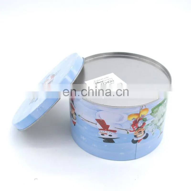 Cute round christmas gift tin boxes,metal tin box for candy/chocolate/cookies