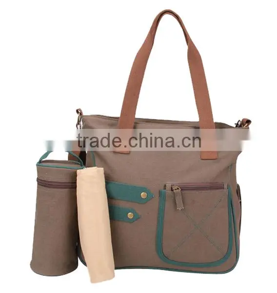 Brown Canvas New Baby Bag 2016 with Changing Mat