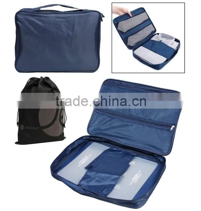 Double Zipper Mesh Suit, Shirt, and Tie Travel Storage Organizer Case with Handle