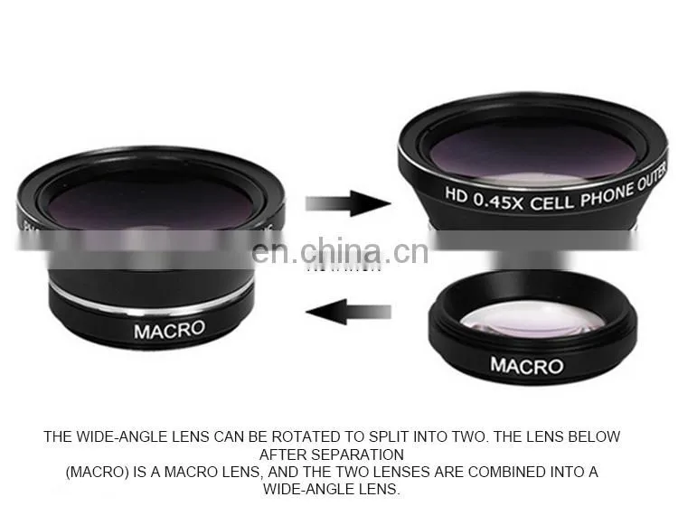 Universal Cell phone 12X Magnification Glass Fisheye Macro Wide Angle Camera Lens