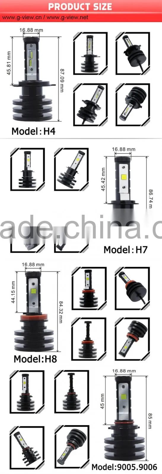 H16 car auto lamp 4500lm led headlight canbus with CE