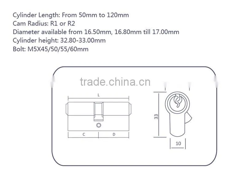 60mm Euro Profile Door Cylinder Lock