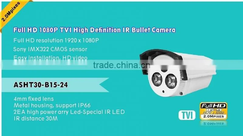 CCTV Fixed Lens Analog HD TVI Camera 2.0MP Sony 322 COMS Color IR Bullet Camera Wholesale China Supplier