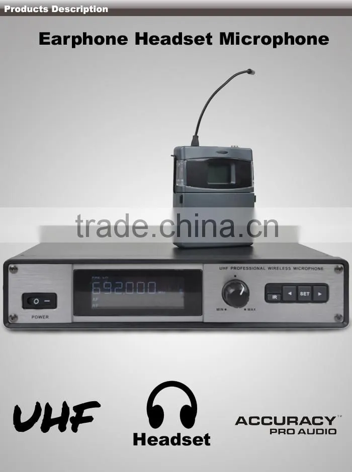 Professional Earphone Headset Wireless Mic UHF-111