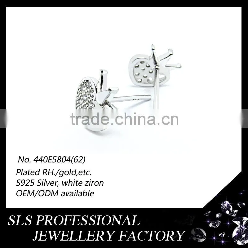 Accessories for jewelry wholesale china earring stud design 925 silver jewelry strawberry shape earring for cute daughter gift