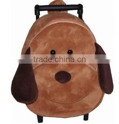 lovely kids trolley plush school bag/kids school bag with wheels