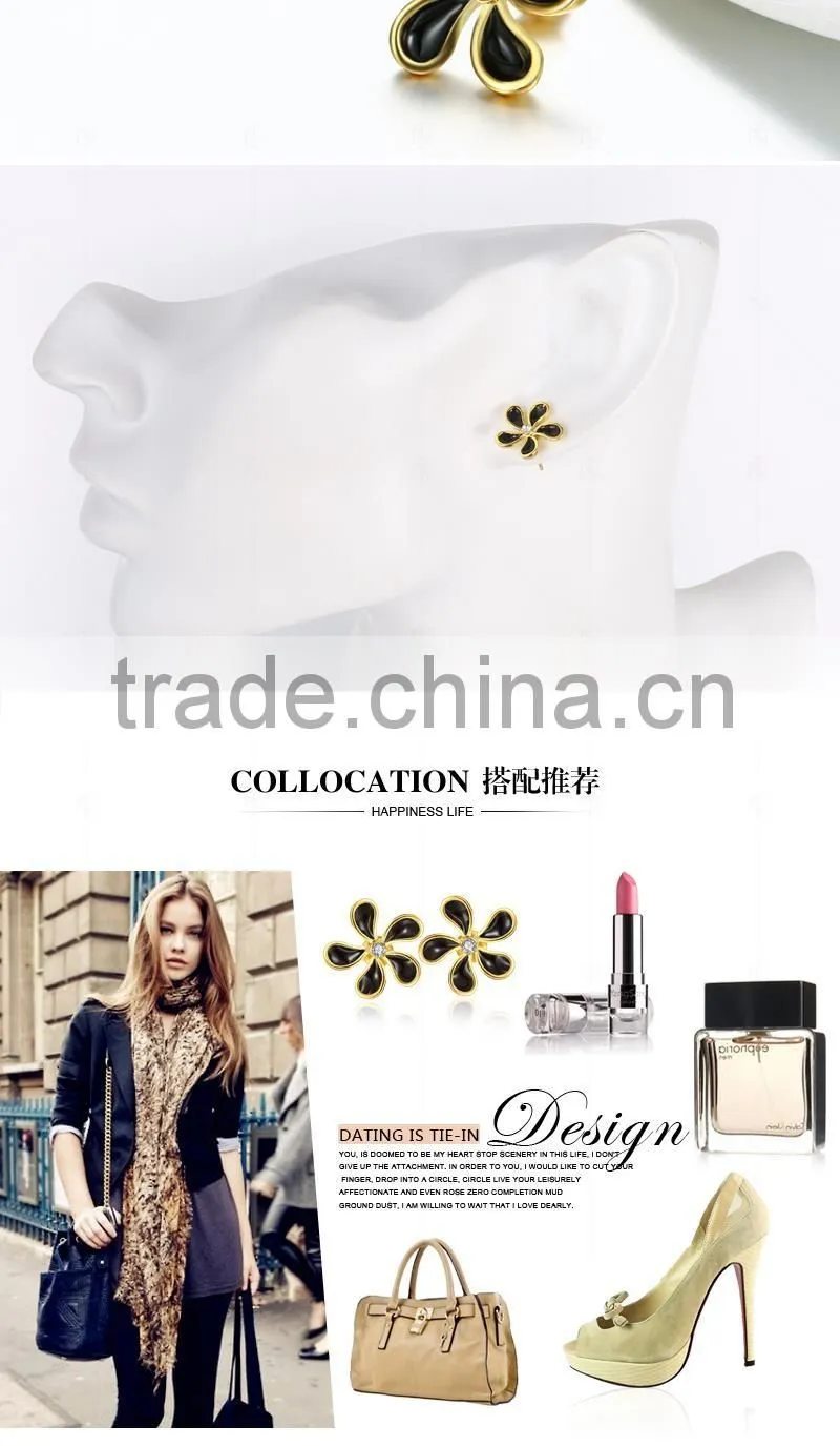 18K Gold Plated new simple design fashion flower stud earrings