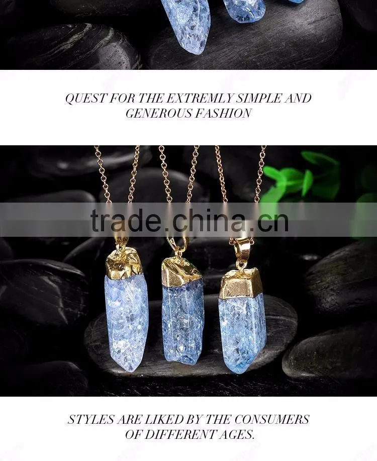 Nice irregular shaped blue stone necklace, natural stone statement necklace