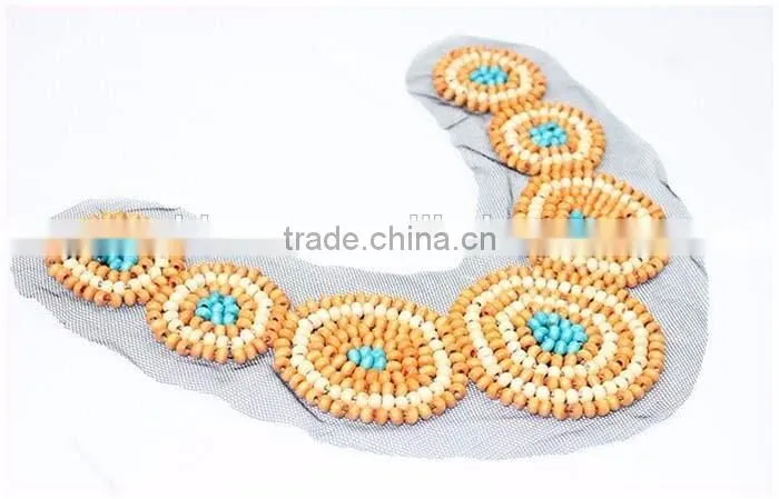 Garment shop interior design Collars,Fashion OEM/ODM Europe Style Wood Bead Handmade Net Cloth False Collar